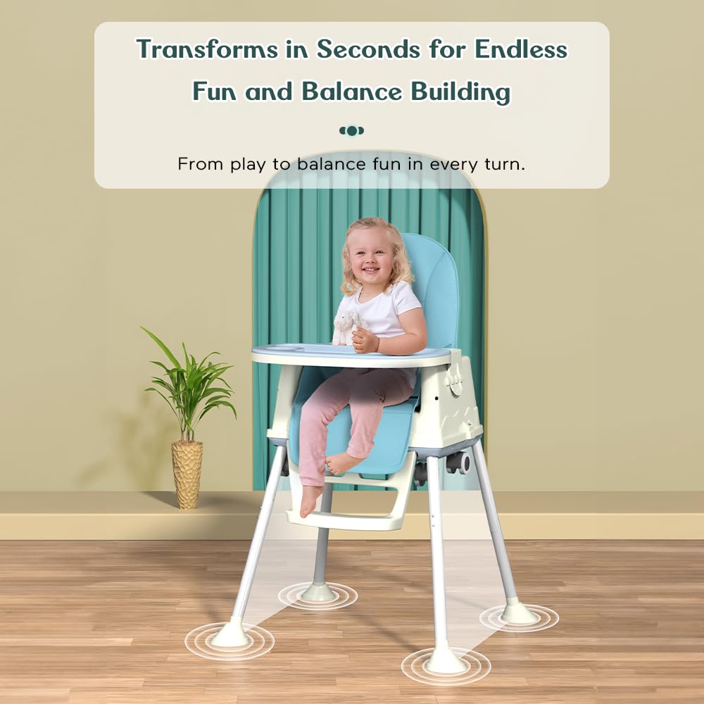 StarAndDaisy High Chair for Baby/Baby Feeding Chair for 0 to 5 Years with 4 in-1 Multifunctions/High Chair with Height Adjustable, Detachable Tray & One-Hand Adjustable -Blue