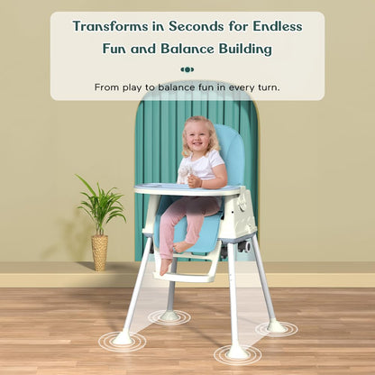 StarAndDaisy High Chair for Baby/Baby Feeding Chair for 0 to 5 Years with 4 in-1 Multifunctions/High Chair with Height Adjustable, Detachable Tray & One-Hand Adjustable -Blue