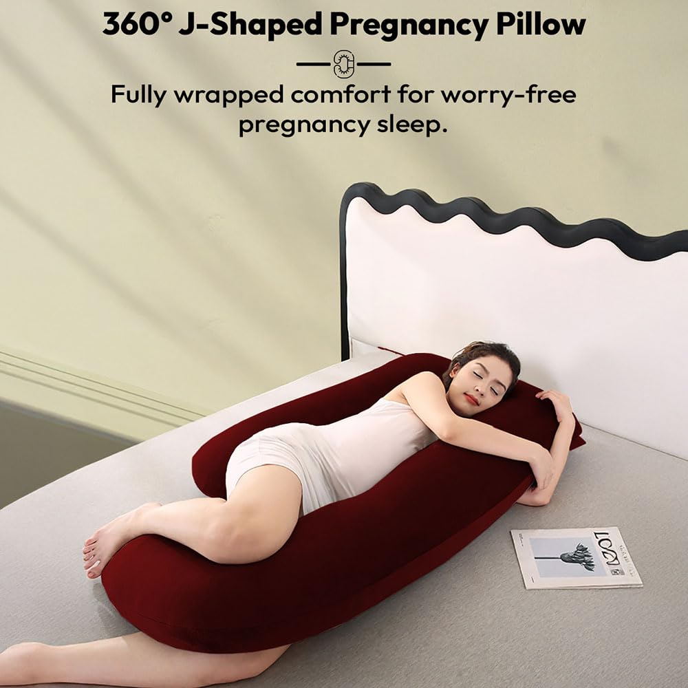 StarAndDaisy Pregnancy Pillow for Women/J Shape Body Pillow with 360° Full Body Support, Ergonomic & Comfortable Maternity Pillow for Pregnancy Sleeping