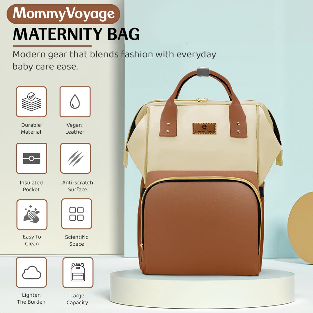 StarAndDaisy Diaper Bag for Mothers for Travel – 27L Lightweight Waterproof Leatherite Diaper Bag/Baby Bag for Mother Travel with 15 Multi-Purpose Pockets & Quick Access Diaper Pocket