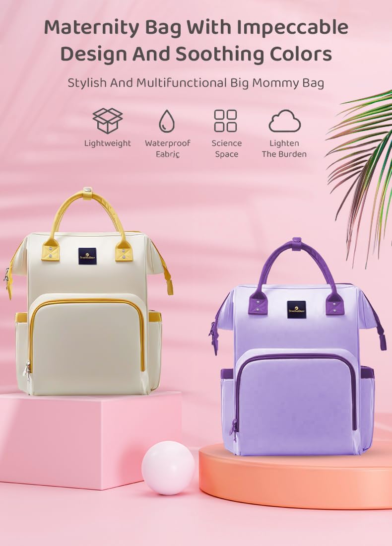 StarAndDaisy Baby Diaper Bag for Mothers/Mom Travel Maternity Backpack with Insulated Milk Bottle Pocket, Multi Compartments, Waterproof, Travel Friendly, Lightweight