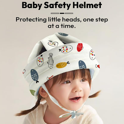 StarAndDaisy Baby Head Protector Cushion Plush Soft Toy Early Learning Toy Fall Protection Helmet Baby Head Protector Child Adjustable Strap (Assort Print) (Fish Print)