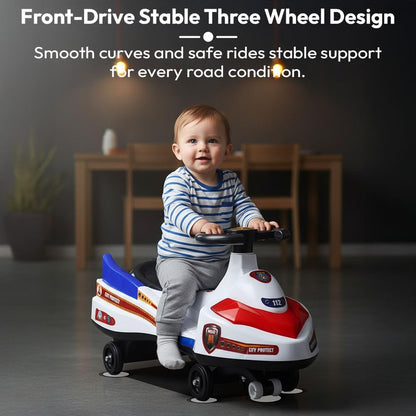 StarAndDaisy Panda Baby Swing/Magic Car for Kids Toys for 2-5 Years boy, with LED Light & Music, Backrest seat, 360° Swivel Steering Twister car/Ride on Toy with Smoke & Water Injection -Black