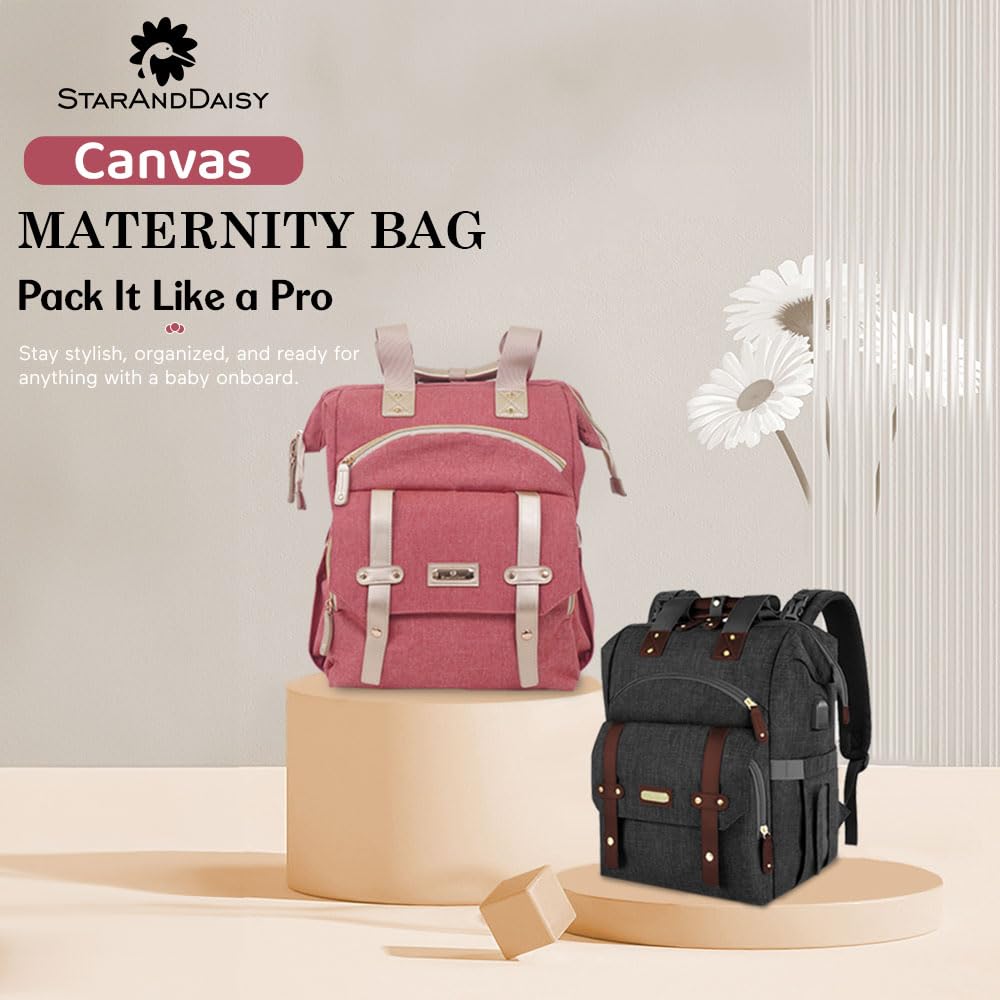 StarAndDaisy Diaper Bag/Backpacks for Mother- Maternity Bags for Baby with Multi Compartments & 2 Insulated Bottle Pocket, Stylish, Waterproof & Travel-Friendly, Lightweight - Pink