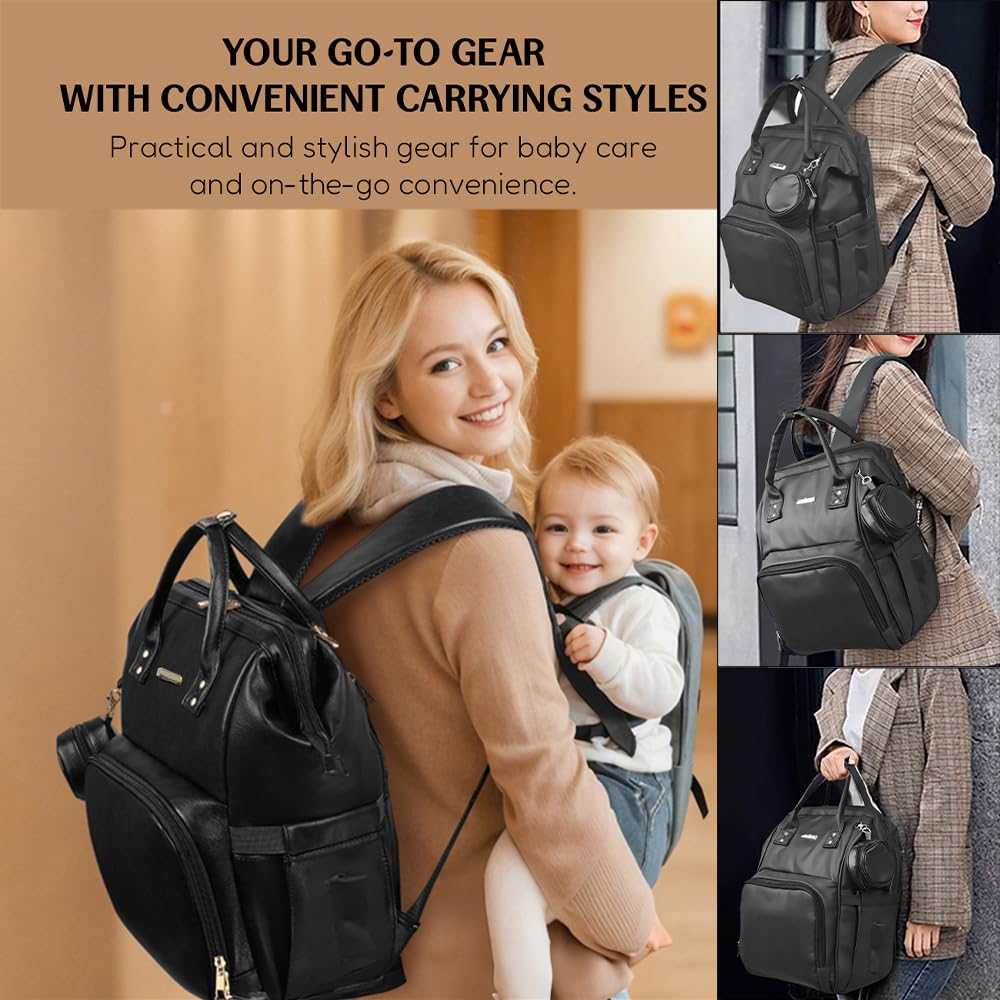 StarAndDaisy Diaper Bag for Mothers for Travel/Premium Vegan Leather Diaper Bag with Easy Acess Mobile Pocket, 26L Waterproof Baby Bag for Mother Travel with 16 Multipurpose Pockets