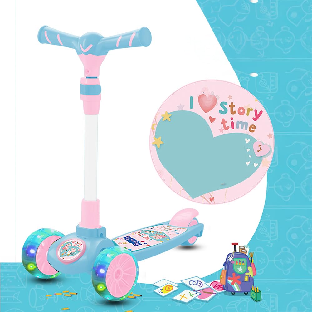 StarAndDaisy X Peppa Pig Kick Scooter for Kids 3+ Years, Foldable Skate Scooter for Children Boys & Girls with 4 Level Height Adjustment, LED Wheels & Brakes (Blue)