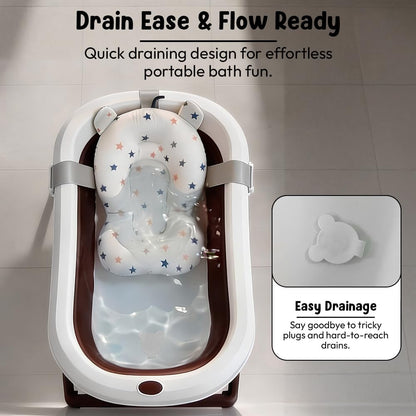 StarAndDaisy Bath Tub for Baby 0-3 Years/Foldable Bath tub for Kids with Cushion, Space Saving Design, Newborn Baby Folding Bathing Tub Girls & Boys, Easy to Store -Brown