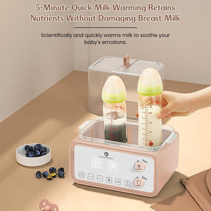 StarAndDaisy Sterilizer for Feeding Bottles / 6 in 1 Baby Bottle Warmer for Baby Food/ Baby Sterilizer / Warmer Machine with 24-Hour Smart Thermostat, Acutomatic Power off Protaction, Defrost Feature, Smart Touchscreen Display -Pink