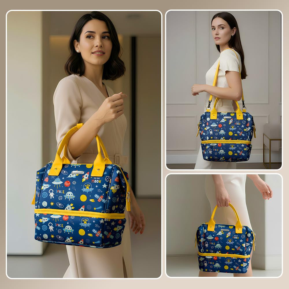 StarAndDaisy Travel Diaper Bag for Mothers – Stylish Handcrafted Bag with Insulated Compartment, Multiple Pockets & 12L Enhanced Capacity for Newborn Essentials - Space Print
