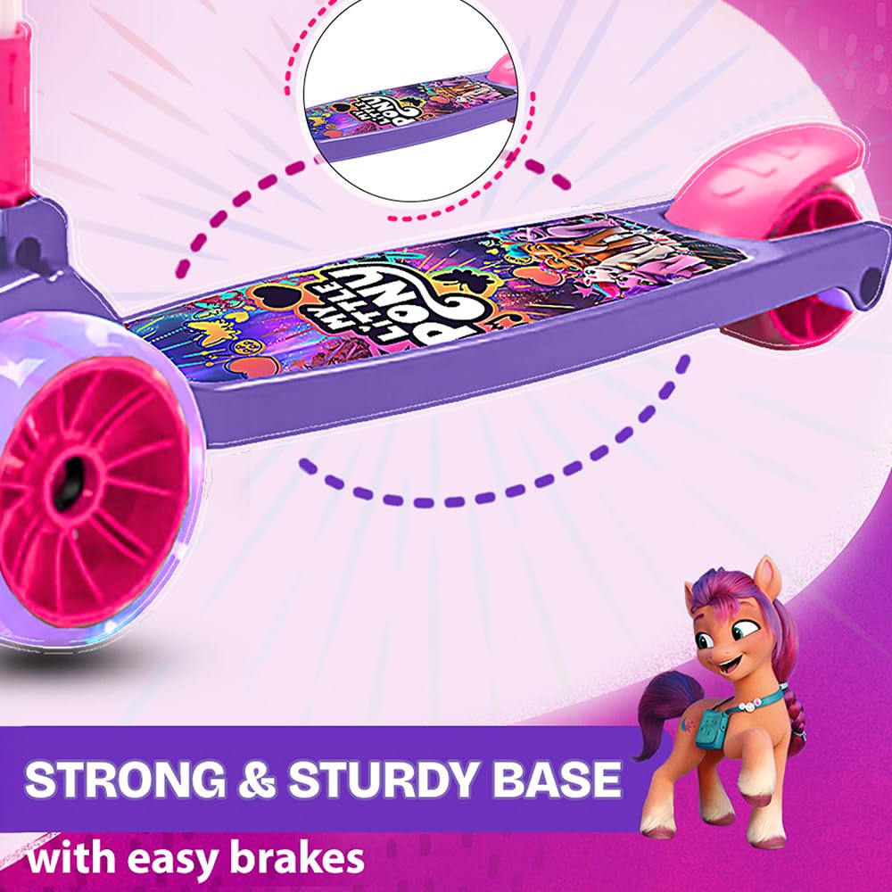 StarAndDaisy X Peppa Pig Kick Scooter for Kids 3+ Years, Foldable Skate Scooter for Children Girls & Boys with 4 Level Height Adjustment, LED Wheels & Brakes - Purple