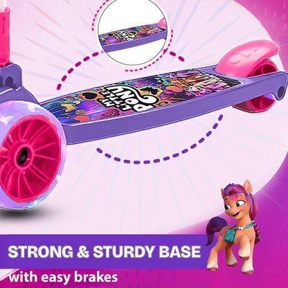 StarAndDaisy X Peppa Pig Kick Scooter for Kids 3+ Years, Foldable Skate Scooter for Children Girls & Boys with 4 Level Height Adjustment, LED Wheels & Brakes - Purple
