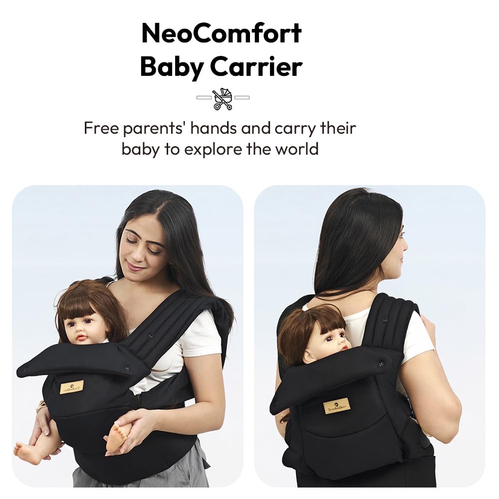 StarAndDaisy 4-in-1 Baby Carrier for 0 to 3 Year Baby/Kangaroo Bag with Comfortable Soft Hip Seat/Baby Carrier - 4 Carrying Positions with 2 Storage Pockets - Blue (Black)