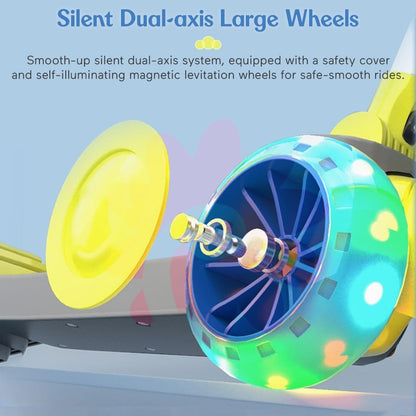 StarAndDaisy Kick Scooter for Kids 3-12 Boys & Girls / 3 Wheel Skating Scooter Boys & Girls with Pu Light Up LED Wheels/Skating Scooter 5 Level Adjustable Height and Easy to Fold (Grey-Yellow)