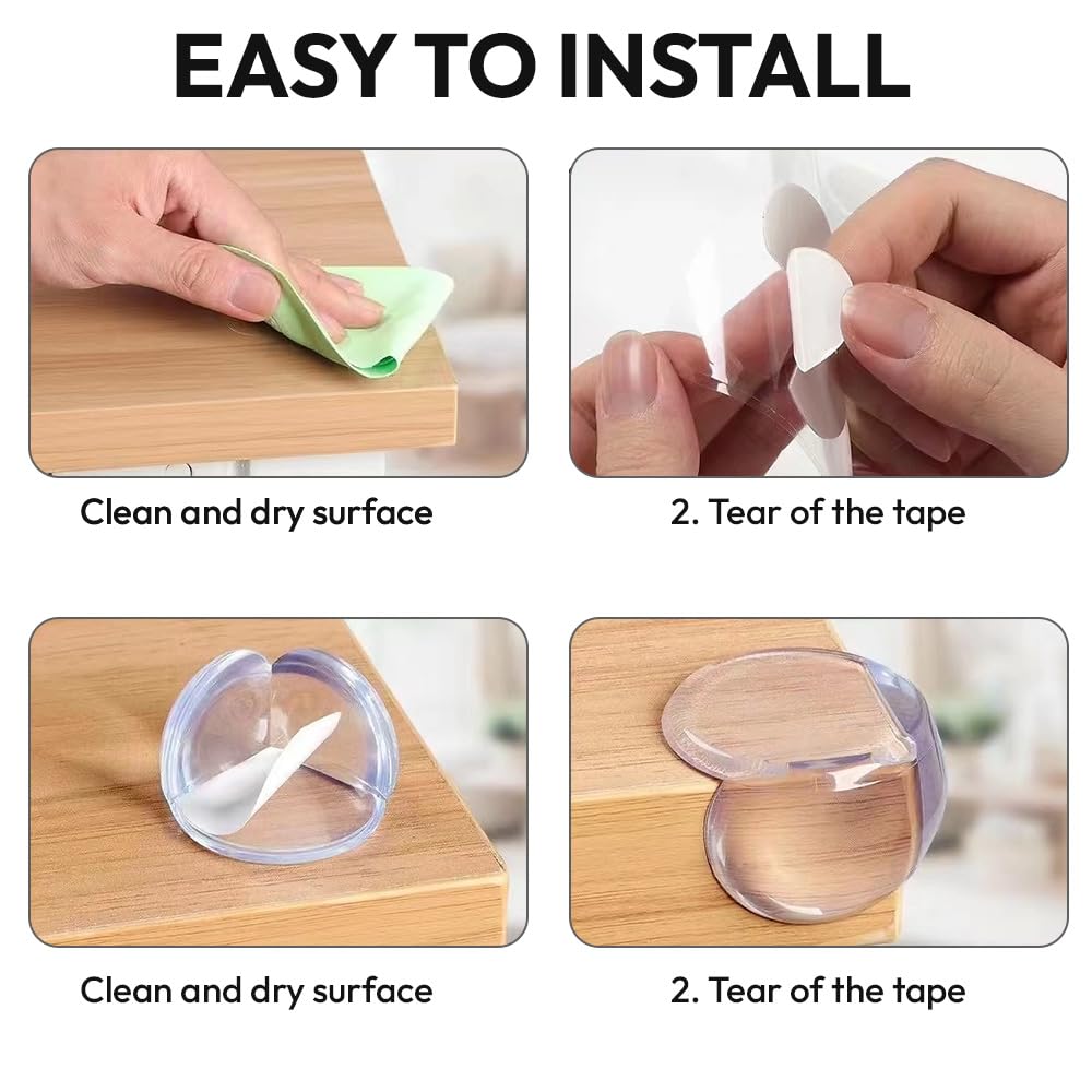 StarAndDaisy Baby Proofing Corner Guards Pack of 8 / Round Silicone Edge Protector for Sharp Table Corners & Furniture Safety