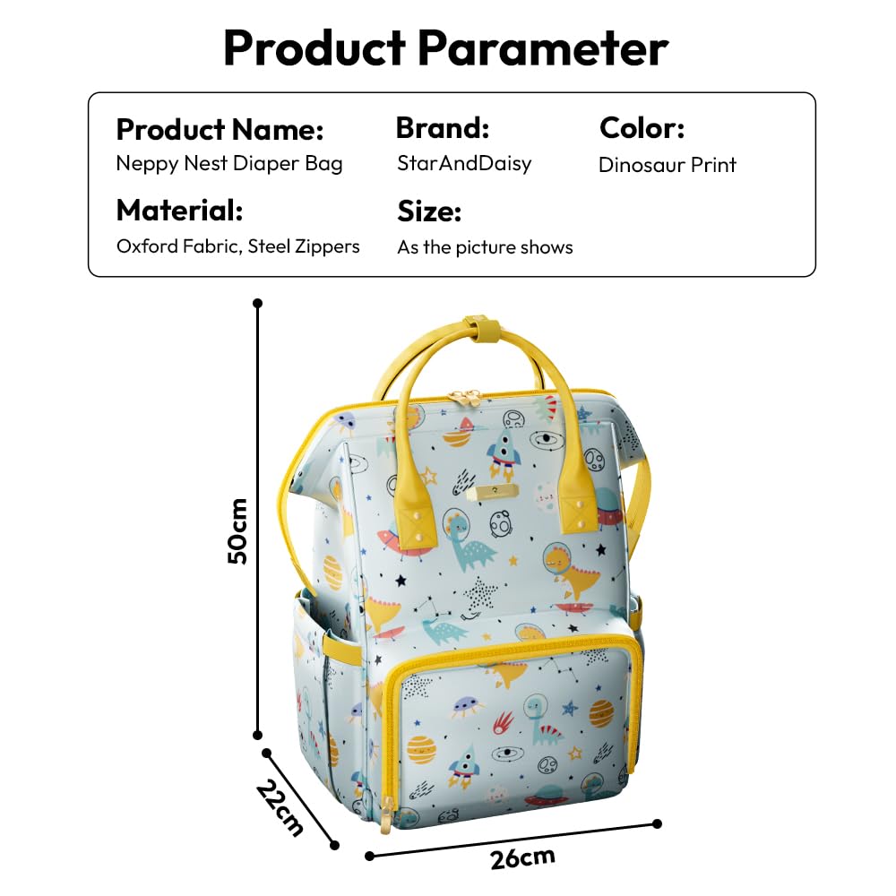 StarAndDaisy Diaper Bag for Mothers for Travel/Diaper Bag, 28L Waterproof Baby Bag for Mother Travel with 15 Multipurpose Pockets