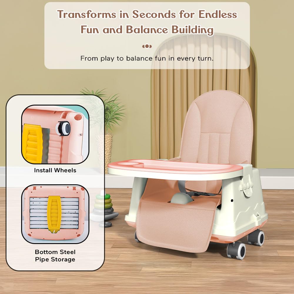 StarAndDaisy High Chair for Baby/Baby Feeding Chair for 0 to 5 Years with 4 in-1 Multifunctions/High Chair with Height Adjustable, Detachable Tray & One-Hand Adjustable - Grey