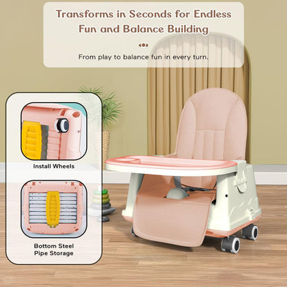 StarAndDaisy High Chair for Baby/Baby Feeding Chair for 0 to 5 Years with 4 in-1 Multifunctions/High Chair with Height Adjustable, Detachable Tray & One-Hand Adjustable - Grey