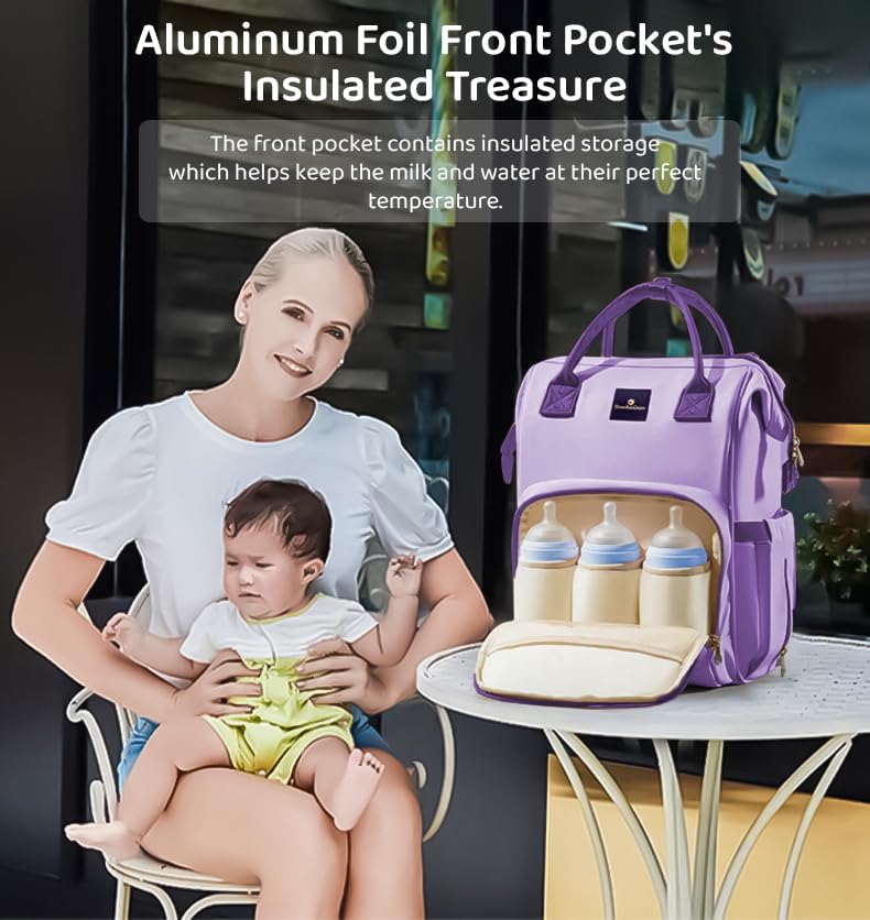 StarAndDaisy Baby Diaper Bag for Mothers/Mom Travel Maternity Backpack with Insulated Milk Bottle Pocket, Multi Compartments, Waterproof, Travel Friendly, Lightweight