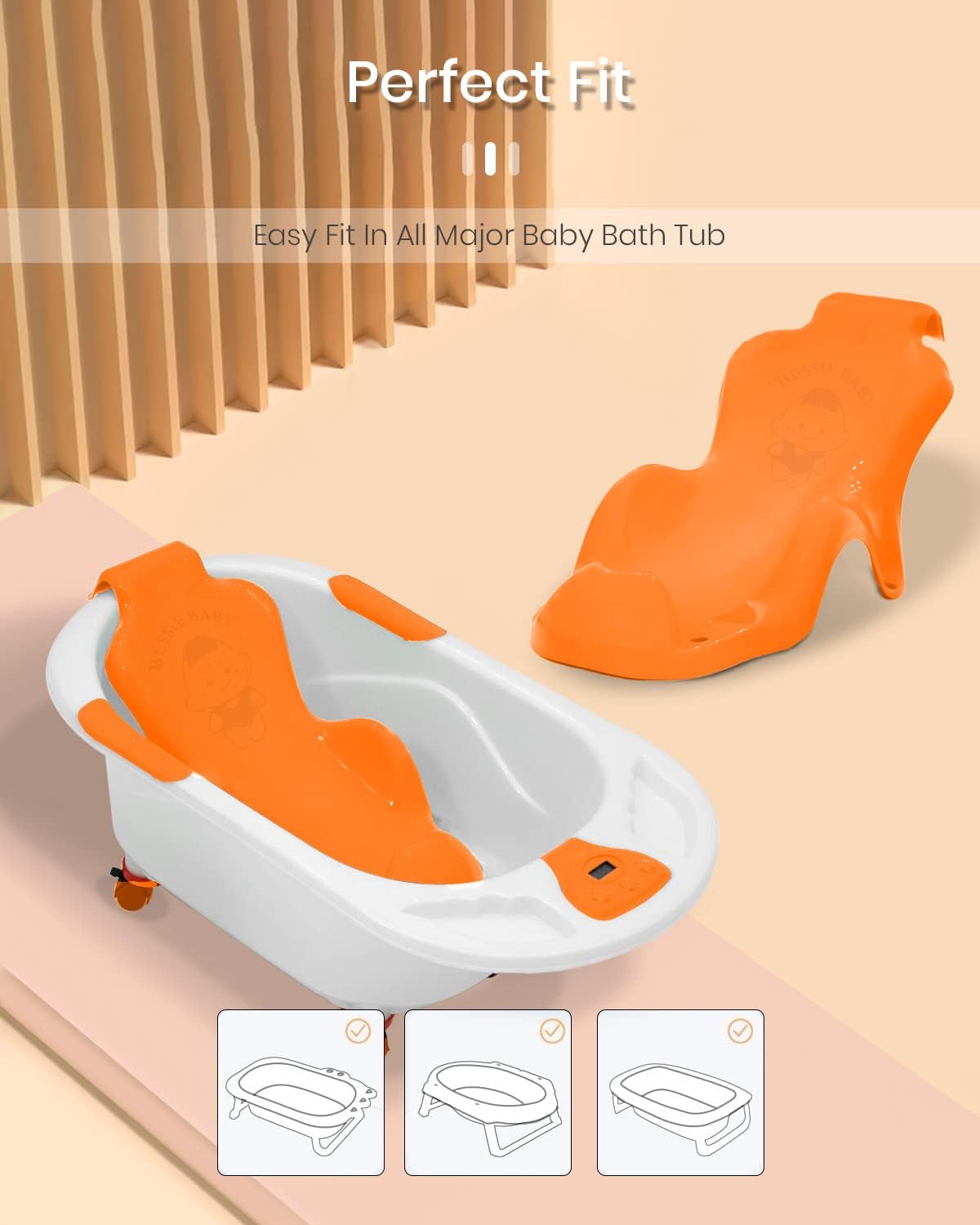 StarAndDaisy Baby Bather/Bath Chair Seat for New Born 0-12 Month Super Comfortable & Non-Slip Bathing Chair (Orange)