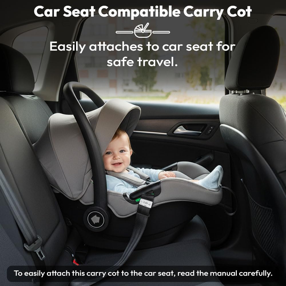 StarAndDaisy 2-in-1 Carry Cot for Newborn Baby/car seat with Adjustable Handle, 3-Point Safety Belt & Removable Canopy/Portable Baby Cot/Baby/Infant Car Seat for 0–2 Years - Blue