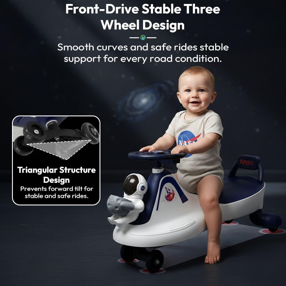 StarAndDaisy Baby Swing/Magic Car for Kids Toys for 2-5 Years boy & Girl with Backrest seat & Storage, 360° Swivel Steering Twister Ride-on/Wiggle car Toy - Red & Blue