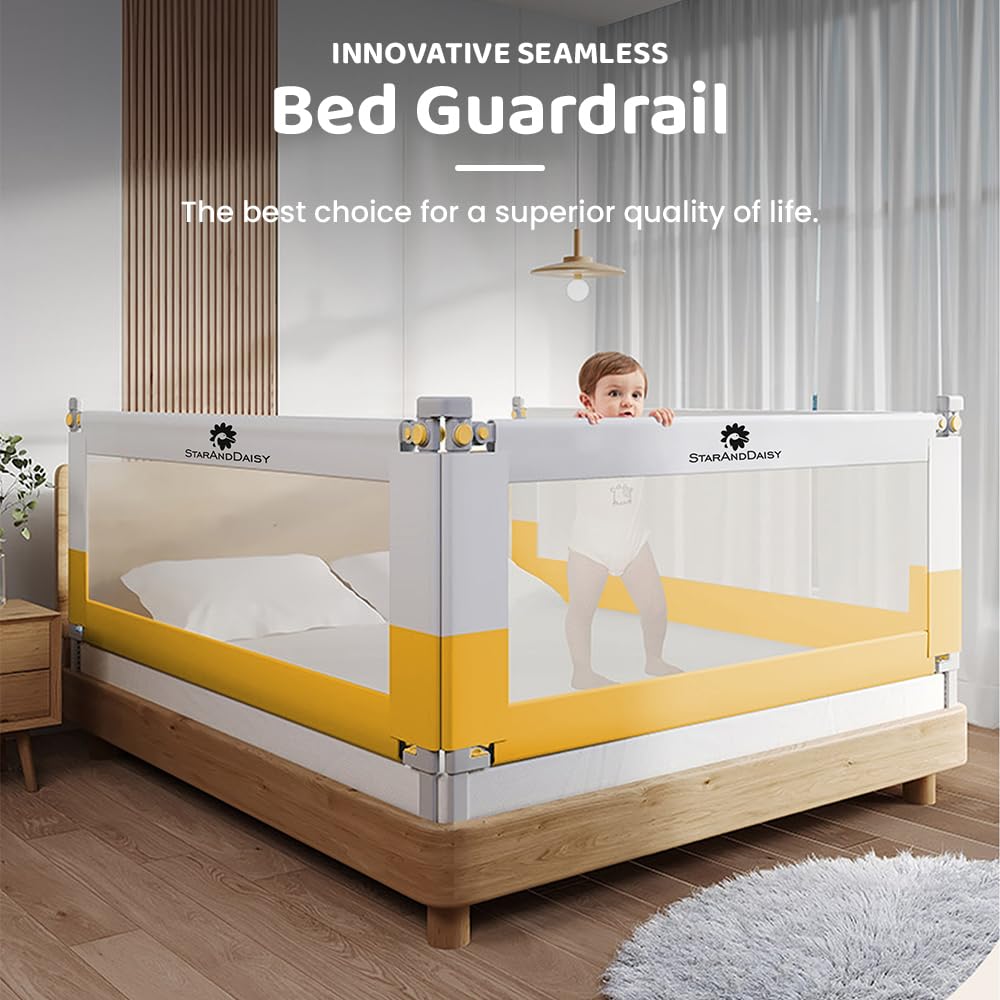 StarAndDaisy Baby Bed Guard Rail with Hight Adjustable/Portable Single Side Bed Rail for Toddler's Safety(T-1.5m)