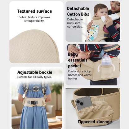 StarAndDaisy 4-in-1 Baby Carrier for 0 to 3 Year Baby/Kangaroo Bag with Comfortable Soft Hip Seat/Baby Carrier - 4 Carrying Positions with 2 Storage Pockets - Blue (4-in-1 Beige)