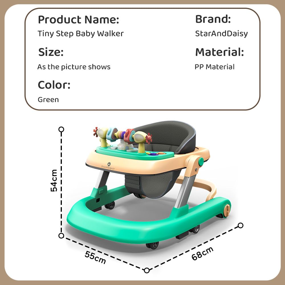 StarAndDaisy Baby Walkers for 6-24 Month Baby Boy Girl/Walker for Kids for 1 Years with Adjustable Height, Musical Tray. Peach green