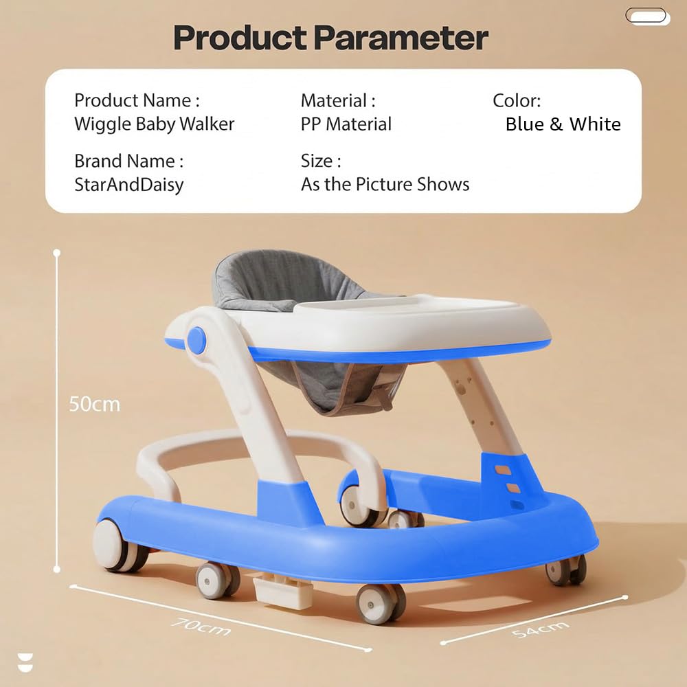 StarAndDaisy Baby Walker for 6-18 Month Baby Boy & Girl/Height Adjustment, Speed Control/Baby Walker for Kids with Safety Wheels & Comfortable Seat -Blue