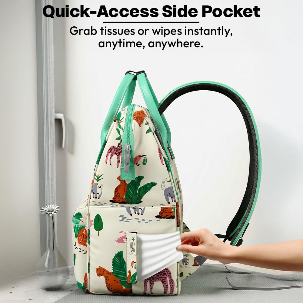 StarAndDaisy Baby Diaper Bag for Mother Travel/Diaper Bags for Mother for Travel with Laptop Pocket, Multi Compartments, Insulated Bottle Pockets, Waterproof, Ultra soft fabric - Green