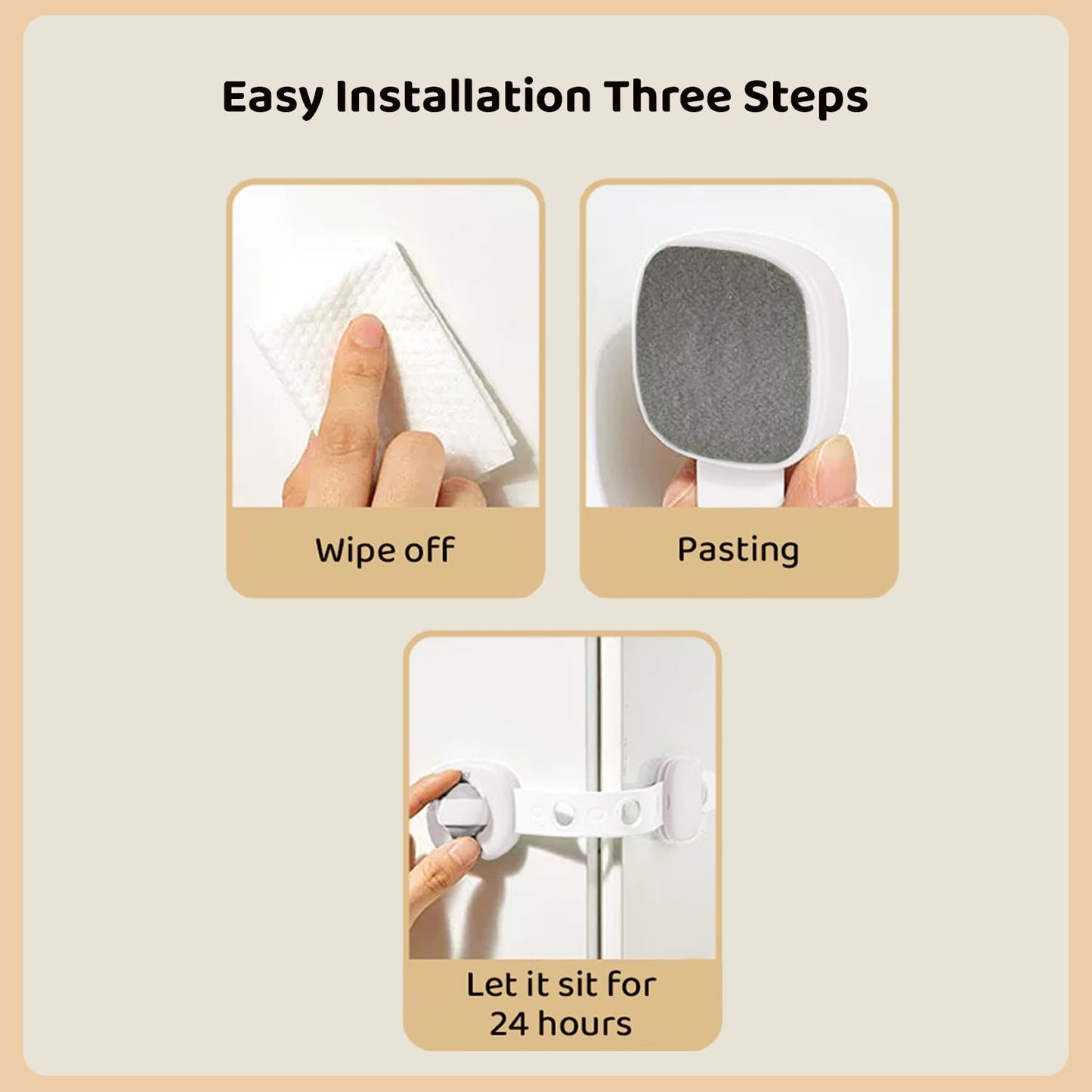 StarAndDaisy Baby Proofing Safety Locks, Adjustable Furniture Locks for Drawers, Fridge, Cupboards, Easy Install & Remove with Adhesive Pasting (Large, 4)