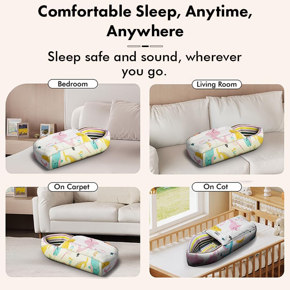 StarAndDaisy 2-in-1 Baby Sleeping Bag with Mosquito Net for Newborn/Soft & Breathable Cotton Sleeping Sack Cum Wrapper/Foldable Bag for Baby Protection/Infant (0-12 Months)-Ocean Print