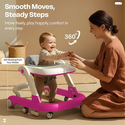 StarAndDaisy Baby Walker for 6-18 Month Baby Boy & Girl/Height Adjustment, Speed Control/Baby Walker for Kids with Safety Wheels and Comfortable Seat -Pink