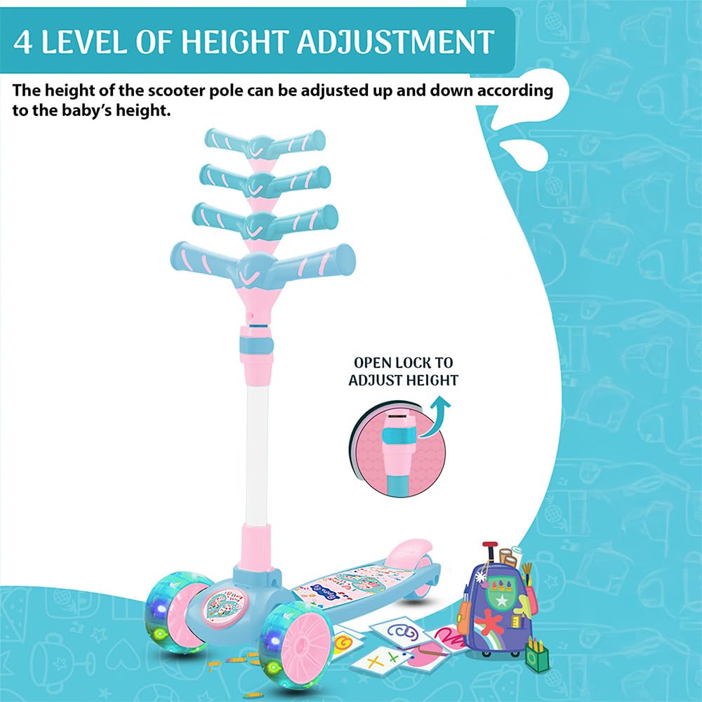 StarAndDaisy X Peppa Pig Kick Scooter for Kids 3+ Years, Foldable Skate Scooter for Children Boys & Girls with 4 Level Height Adjustment, LED Wheels & Brakes (Blue)