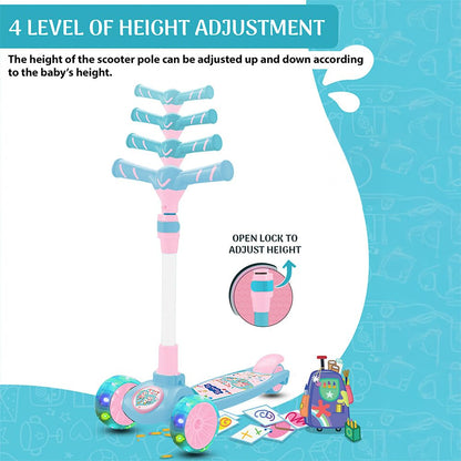 StarAndDaisy X Peppa Pig Kick Scooter for Kids 3+ Years, Foldable Skate Scooter for Children Boys & Girls with 4 Level Height Adjustment, LED Wheels & Brakes (Blue)