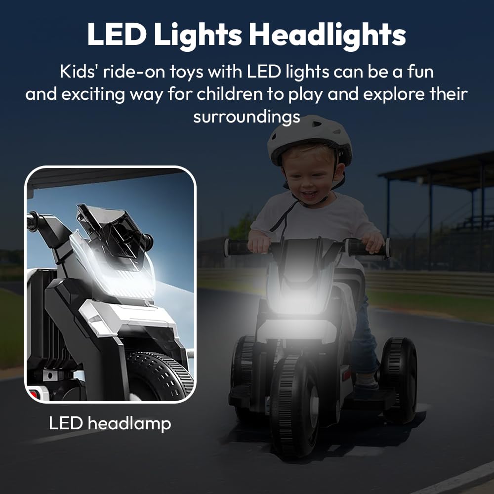 StarAndDaisy Electric Ride-On Vehicle for Kids & Toddler – 3 Wheel Rechargeable 6V Bike for Baby Child with LED Lights, Bluetooth Music, USB, Large Seat & Wide Tyre (Yellow)