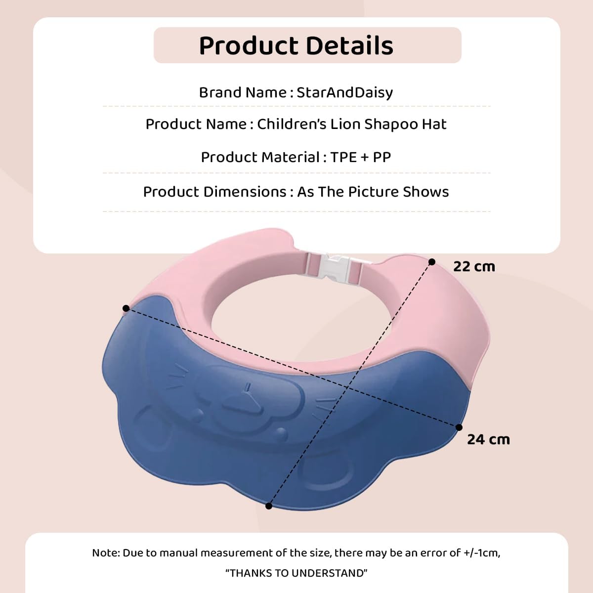 StarAndDaisy Baby Shower Cap Shield, Adjustable Shower Cap for Kids, Visor Hat for Eye and Ear Protection for 0-9 Year Old Baby.