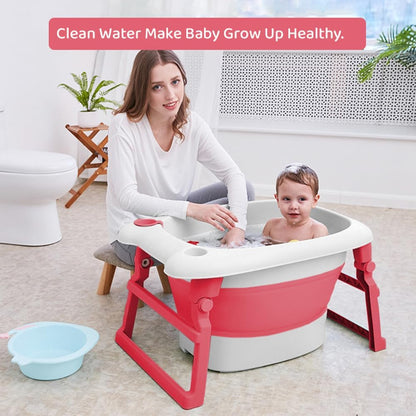 StarAndDaisy Baby Bath Tub for 0 to 5 Years/Folding Large Baby Bathtub with Temperature Meter/Safe & Comfortable Bath Tub for Kids