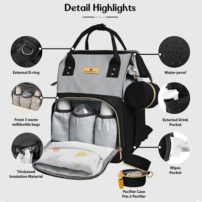 StarAndDaisy Diaper Bag for Mothers for Travel/Maternity Bag with 16 Multi-Purpose Pockets with Quick Access Diaper & Mobile Pocket/Diaper Bag for Baby-black