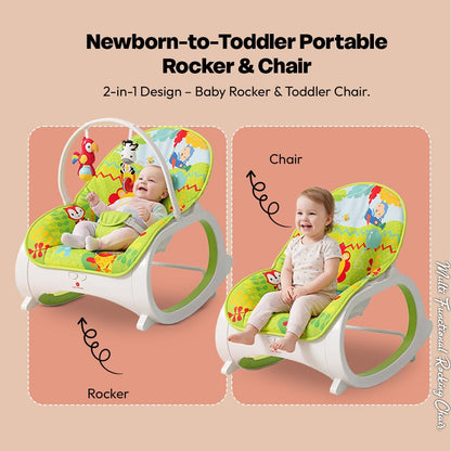 StarAndDaisy Baby Rockers for 0 to 2 Years, Baby Multi Functional Rocker chair for Babies, Infants & Toddler with Removable Mattress, Swing & Bouncer/Cradle with Vibrations, music & Hanging Toys (Rocker-Red)