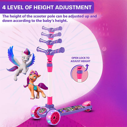 StarAndDaisy X Peppa Pig Kick Scooter for Kids 3+ Years, Foldable Skate Scooter for Children Girls & Boys with 4 Level Height Adjustment, LED Wheels & Brakes - Purple