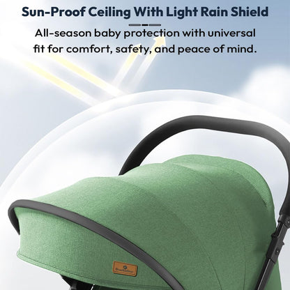 StarAndDaisy Stroller for Baby Boy Girl 0 to 5 Years/Foldable Baby Stroller Light Weight with Multi-Level Seat Recline, 5 Point Safety Belt, Pram for Kids-Green