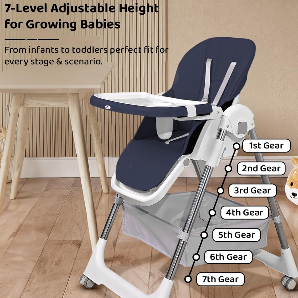 StarAndDaisy Galaxy Star High Chair for Baby 6 Months to 5 Years / 6 in 1 Baby Feeding Chair with 7 Level Height Adjustment / 3 Mode Seat Adjustment/Baby High Chair with One Click Fold