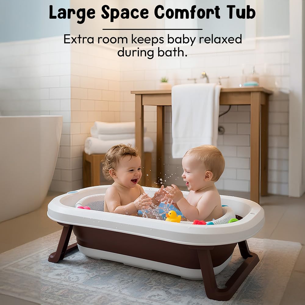StarAndDaisy Baby Bath Tub for 0 to 5 Years/Bath Tub for Kids 0-3 Years, Tub for Girls & Boys with oldable Legs, Easy to Store -Brown