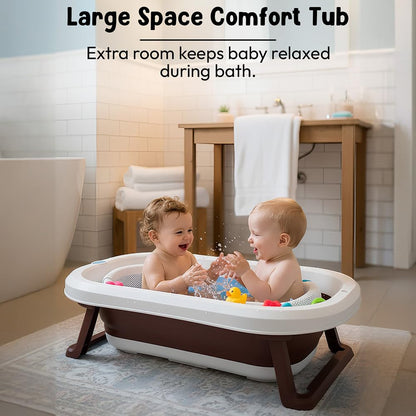 StarAndDaisy Baby Bath Tub for 0 to 5 Years/Bath Tub for Kids 0-3 Years, Tub for Girls & Boys with oldable Legs, Easy to Store -Brown