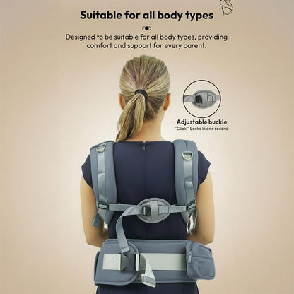 StarAndDaisy 4-in-1 Baby Carrier for 0 to 3 Year Baby/Kangaroo Bag with Comfortable Soft Hip Seat/Baby Carrier - 4 Carrying Positions, 2 Storage Pockets (Grey)