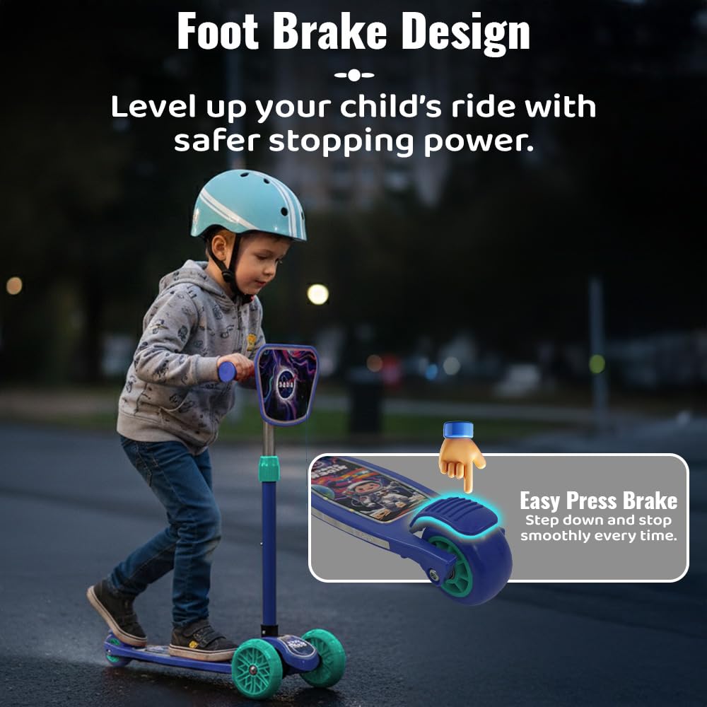 StarAndDaisy X NASA Kick Scooter for Kids 3+ Years, Foldable Skate Scooter for Children Girls & Boys with Multi-Level Height Adjustment, LED Wheels & Brakes -(Officially Licensed) (Blue)