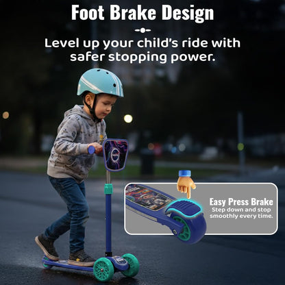 StarAndDaisy X NASA Kick Scooter for Kids 3+ Years, Foldable Skate Scooter for Children Girls & Boys with Multi-Level Height Adjustment, LED Wheels & Brakes -(Officially Licensed) (Blue)