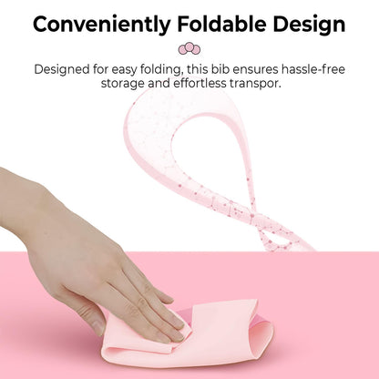 StarAndDaisy Reusable Silicone Bib for Baby with Adjustable Buttons for Mess-Free Feeding, Weaning, and Easy Cleaning and Waterproof. (Printed-Rabbit-Pink)