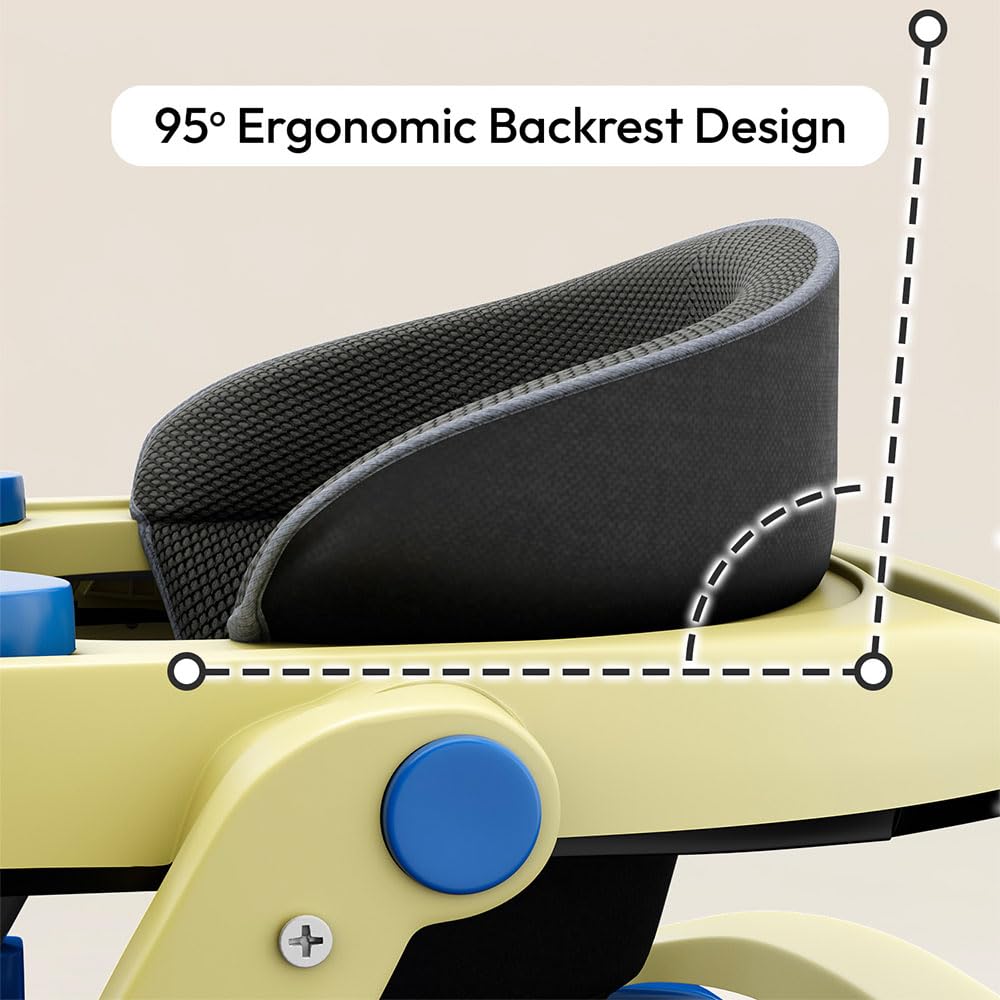 StarAndDaisy Baby Walkers For 6-24 Month Baby Boy Girl/Walker For Kids For 1 Years With Adjustable Height, Musical Tray/WalkerBaby With Brakes Prevant from Falling,Blue, Yellow